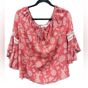 Floral Off-Shoulder Blouse - Coral NWOT